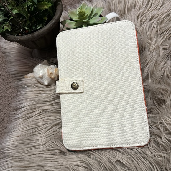 Like New Lands End Nook/Kindle Fire Holder-6.5x9.5-Snap Closure-Teal/White - Picture 2 of 9